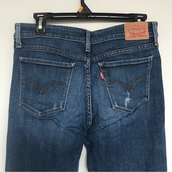 Levi’s 711 Skinny Distressed Medium-Dark Blue Jeans Size 30 - Picture 4 of 6